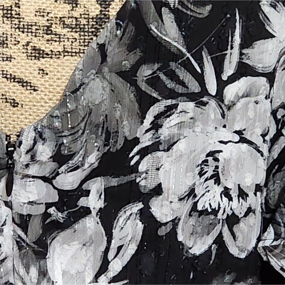 NW Night Way black white floral asymmetrical hem maxi dress plus size‎ 18W new - Picture 9 of 9